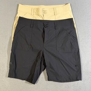 2 Eddie Bauer Women's Size 12 Shorts Convertible Roll Tab Khaki Black Hiking‎